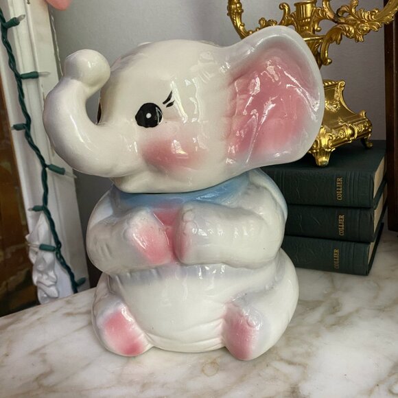 RARE Vintage 50s Baby Cute Elephant Cookie Jar Canister Disney Dumbo Era - Picture 3 of 10